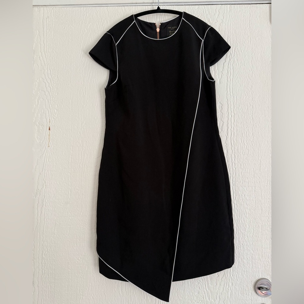 Ted Baker Black Dress with White Piping: size 2 - Picture 3 of 9